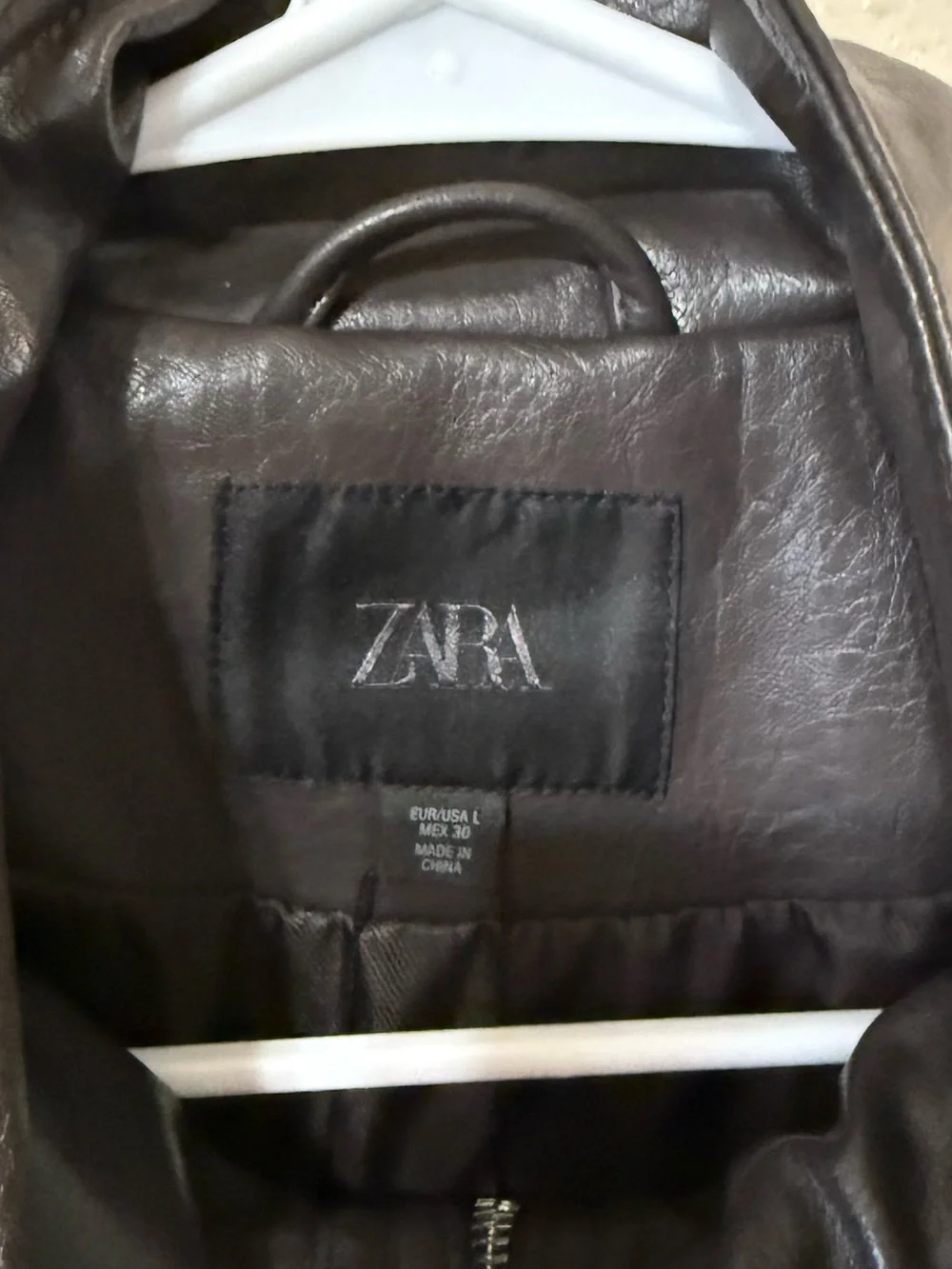 Zara Faux Leather Cargo Pocket Cropped Bomber Jacket size large - Picture 12 of 12
